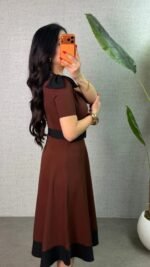 Kadın Tek Omuz Fiyonk Detaylı Midi Boy Elbise - Görsel 3