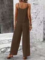 Kadın Ip Askılı Yuvarlak Yakalı Aerobin Kısa Bluz Ve Pantolon Ikili Takım - Görsel 5