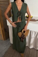 Yelek Önden Bağlamalı Uzun Etekli Takım 10192 - Görsel 6