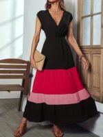 Kadın Kısa Kollu Kruvaze Yakalı çok Renkli Aerobin Elbise - Görsel 5