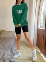 Kadın Uzun Kollu Bisiklet Yaka Desenli Viskon Iki Iplik Bluz - Görsel 2