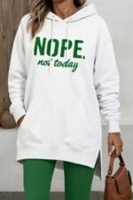 Kadın Uzun Kollu Kapşonlu Bağcıklı Viskon Iki Iplik Sweat - Görsel 3