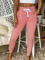 Kadın Kısa Kollu Madonna Yaka Viskon Crop Bluz Cepli Iki Iplik Eşofman Takım - Görsel 3