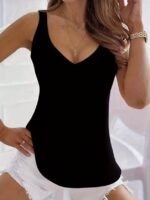 Kadın Askılı Geniş V Yakalı Viskon Bluz