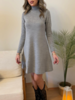 Kadın Uzun Kollu Balıkçı Yaka Salaş Kusa Akrilik Elbise - Görsel 5