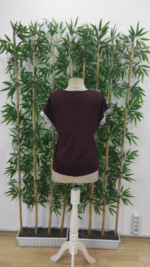 Kadın Kısa Kollu önden Fermuarlı Kol Ucu ışıltılı Viskon Bluz - Görsel 6