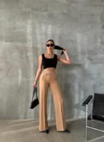 DREAMS ETİKETLİ PALAZZO PANTOLON - Bej - Görsel 3