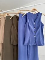 Arkası Bağcıklı Yelek Plazza Pantolon Modal Takım 10202-08 - Görsel 10