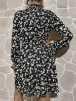 Kadın Uzun Kollu Balıkçı Yaka çiçek Baskılı Helen Kumaş Elbise - Görsel 3