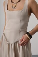 Askılı Uzun Elbise - Taş - Görsel 4