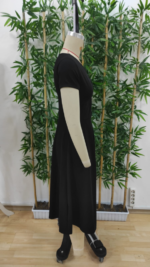 Kadın Kısa Kollu V Yakalı önden Pileli Janjan Krep Elbise - Görsel 7