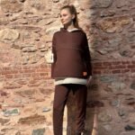 Kadın Kahve Kapşonlu Etek Ucu Detay Arma Ters Dikiş Gorunumlu Ikili Takım