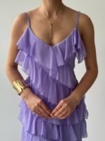 Ples Yırtmaç Detaylı Elbise - Görsel 9