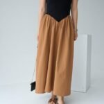 İki Renkli Elbise - Siyah-Taba