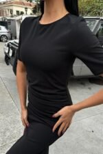 Beli Büzgülü Midi Elbise 2853 - Görsel 2