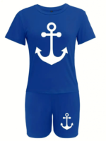 Kadın Kısa Kollu çapa Baskılı Viskon Ikili Takım - Görsel 4