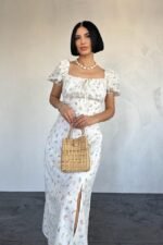 Lila Çiçekli Yazlık Elbise - Görsel 2