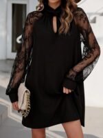 Kadın Uzun Kollu Damla Detaylı Sandy Mini Elbise - Görsel 4