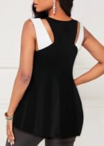 Kadın Askılı Boyundan çapraz Halter Yakalı çift Renkli Viskon Bluz - Görsel 3