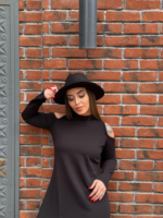 Kadın Balıkçı Yaka Omuzlardan Açık Uzun Kollu Janjan Krep Elbise - Görsel 7