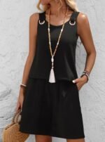 Kadın Askılı Yuvarlak Yaka Kuş Gözü Detaylı Bürümcük Bluz Ve Short Ikili Takım - Görsel 2