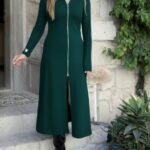 Kadın Uzun Kollu önden Fermuarlı Ithal Krep Elbise