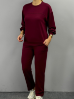 Kadın Uzun Kollu Bisiklet Yaka Viskon Iki Iplik Bluz Ve Pantolon Ikili Takım - Görsel 4