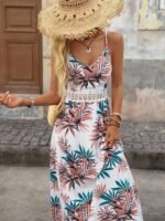 Kadın Ip Askılı V Yakalı Beli Dantelli Uzun Süprem Elbise - Görsel 2