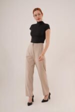 Çift Pens Detaylı Krem Pantolon - Görsel 2