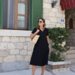 Kadın Kısa Kollu V Yaka Cepli Viskon Elbise