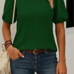 Kadın Kısa Kollu Pileli Balın Kol Bürümcük Bluz