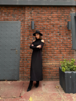 Kadın Balıkçı Yaka Omuzlardan Açık Uzun Kollu Janjan Krep Elbise - Görsel 8