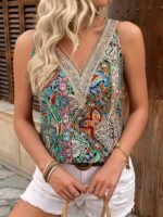 Kadın Askılı V Yaka Dantelli Süprem Bluz