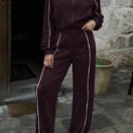 Kadın Uzun Kollu önden Fermuarlı Bluz Ve Pantolon Modal Ikili Takım