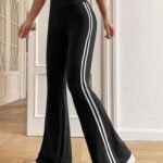 Kadın Yüksek Bel şerit Detaylı Ispanyol Paçalı Dalgıç Pantolon