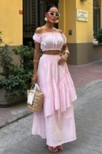 Büzgülü Crop Kat Detaylı Fırfır Etekli Takım 10196 - Görsel 8