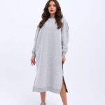 Kadın Arkası Leoparlı Yırtmaçlı Elbise