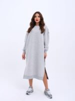 Kadın Arkası Leoparlı Yırtmaçlı Elbise