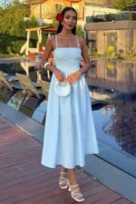 Sırtı Çapraz İpli Boncuk Detaylı Elbise 2902-08 - Görsel 2