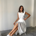 KETEN KOLSUZ BLUZ - MAXİ ETEK TAKIM - Beyaz