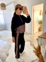 Kadın Uzun Kollu Leopar Detay Sweat Ve Yanı Leopar şerit Detay Pantolon Ikili Takım - Görsel 9