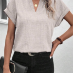 Kadın Kısa Kollu Hakim Yaka Sofya Bluz