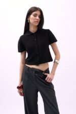 Bebe Yaka Düğmeli Bluz - Görsel 2