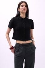 Bebe Yaka Düğmeli Bluz - Görsel 4