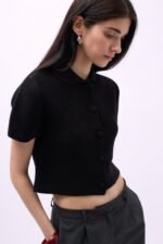 Bebe Yaka Düğmeli Bluz - Görsel 5