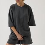 Oversize Lazer Kesim Bisiklet Yaka T-Shirt