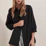 Siyah Oversize Uzun Basic Gömlek 3900