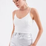 918 İp Askılı Crop Top - Beyaz
