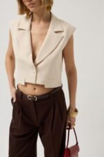 Düğme Detay Cepli Yelek - Görsel 4