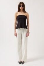 Pileli Straplez Bluz - Görsel 2